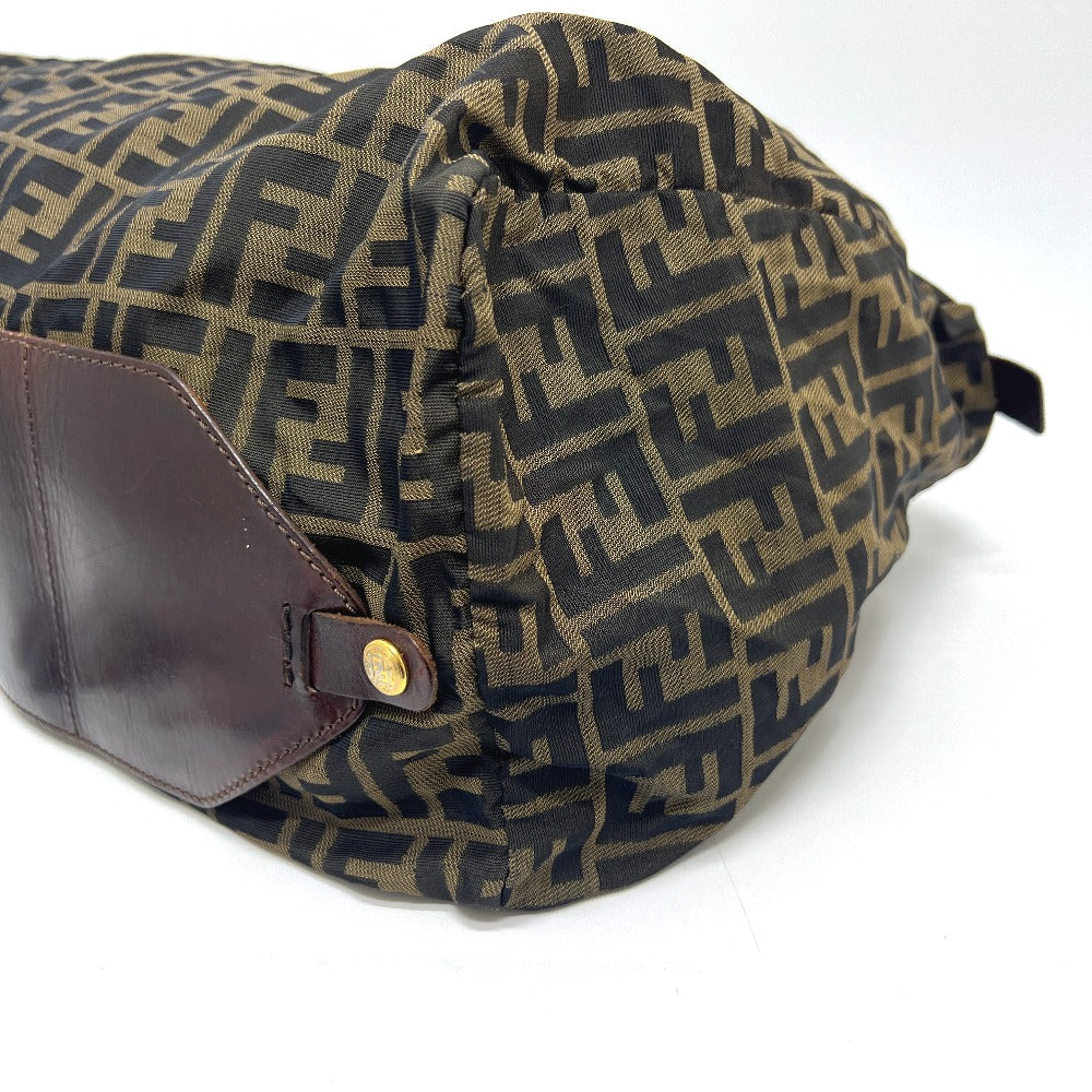FENDI Zucca pattern foldable tote bag in leather/canvas, brown, for women