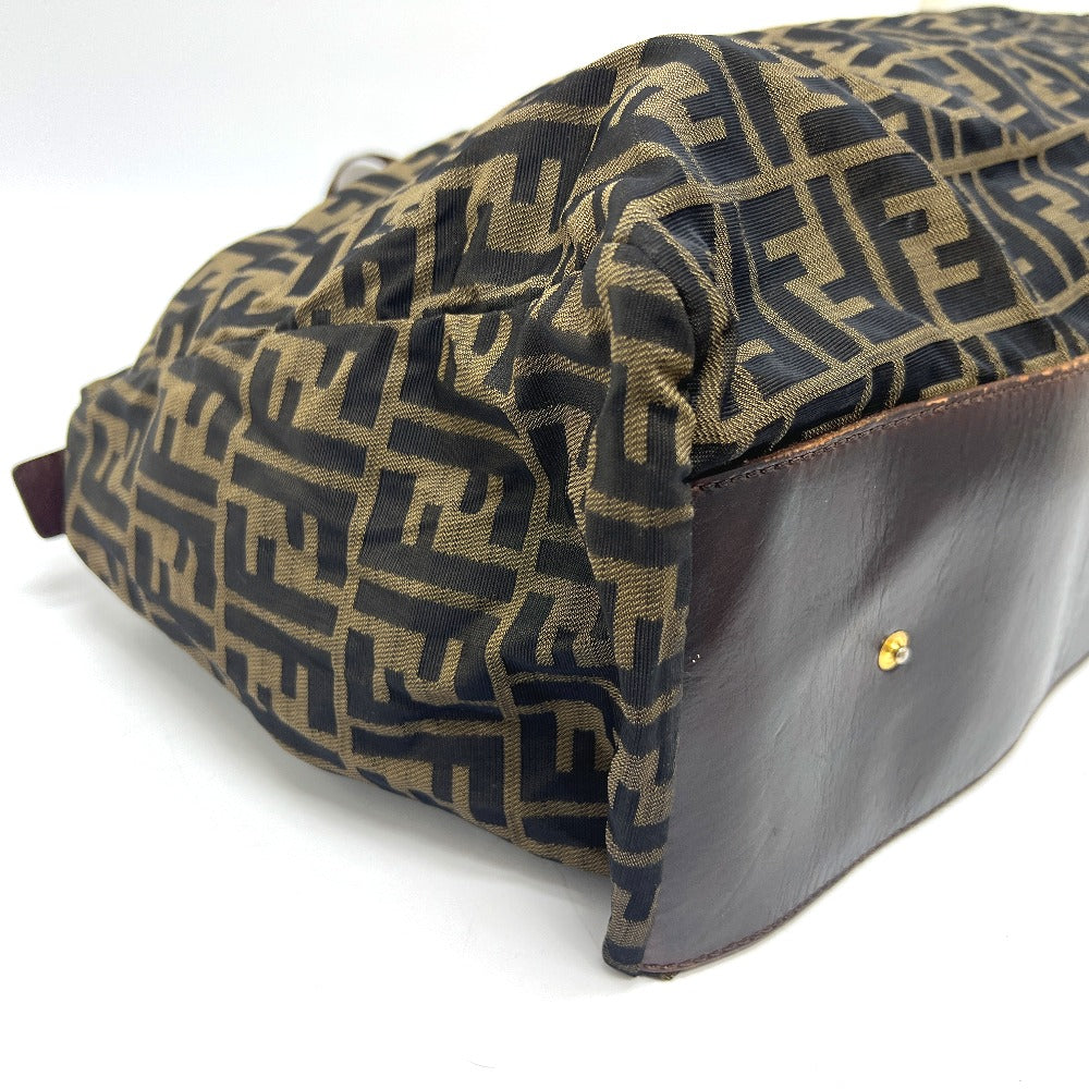 FENDI Zucca pattern foldable tote bag in leather/canvas, brown, for women
