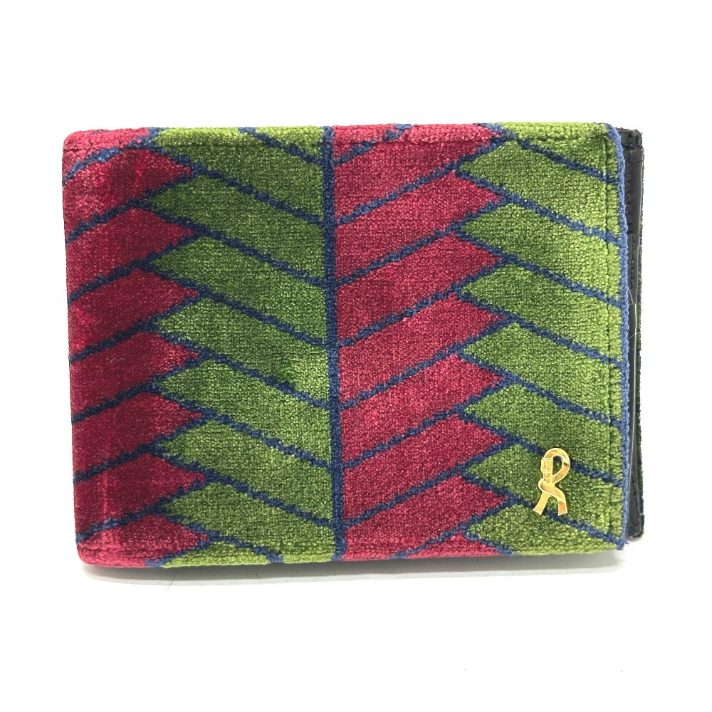 Roberta di Camerino Women's Velvet/Leather Bi-fold Wallet with Clasp and Logo, Multicolor
