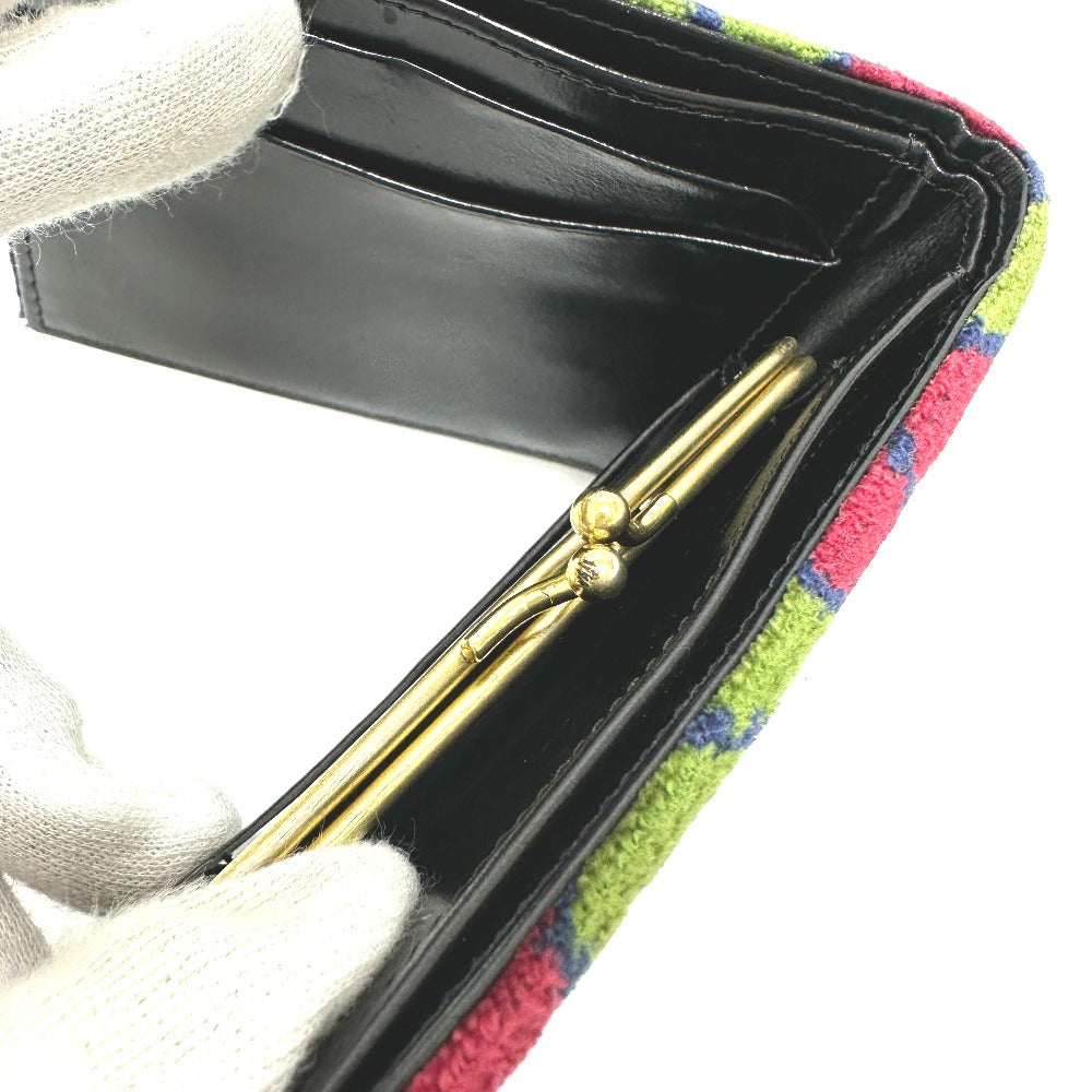 Roberta di Camerino Women's Velvet/Leather Bi-fold Wallet with Clasp and Logo, Multicolor