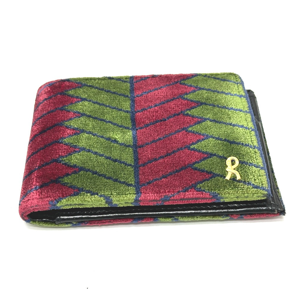 Roberta di Camerino Women's Velvet/Leather Bi-fold Wallet with Clasp and Logo, Multicolor