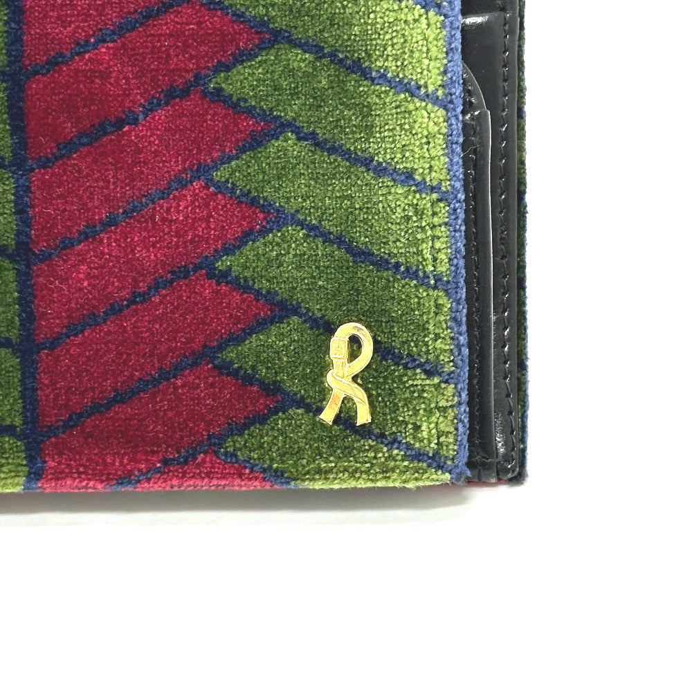Roberta di Camerino Women's Velvet/Leather Bi-fold Wallet with Clasp and Logo, Multicolor