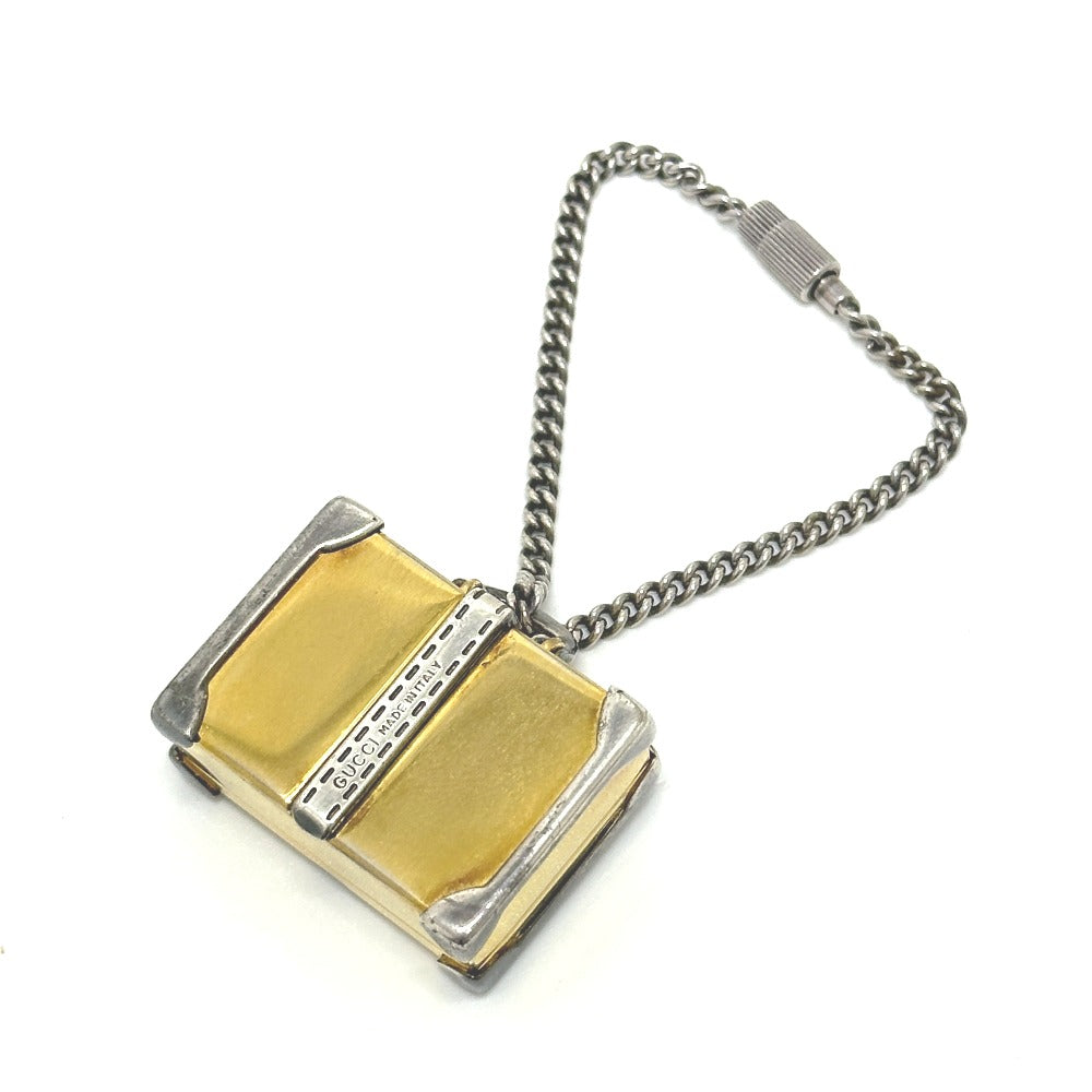 GUCCI Old Gucci Trunk Keychain Bag Charm Metal Women's Gold and Silver
