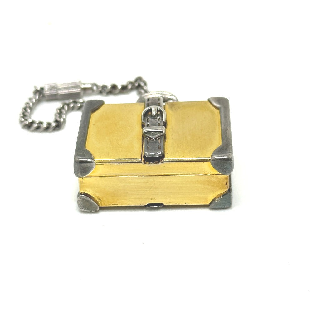 GUCCI Old Gucci Trunk Keychain Bag Charm Metal Women's Gold and Silver