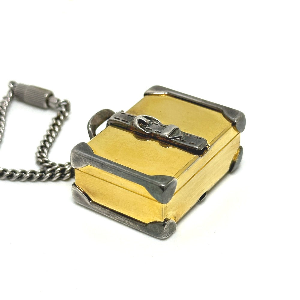 GUCCI Old Gucci Trunk Keychain Bag Charm Metal Women's Gold and Silver
