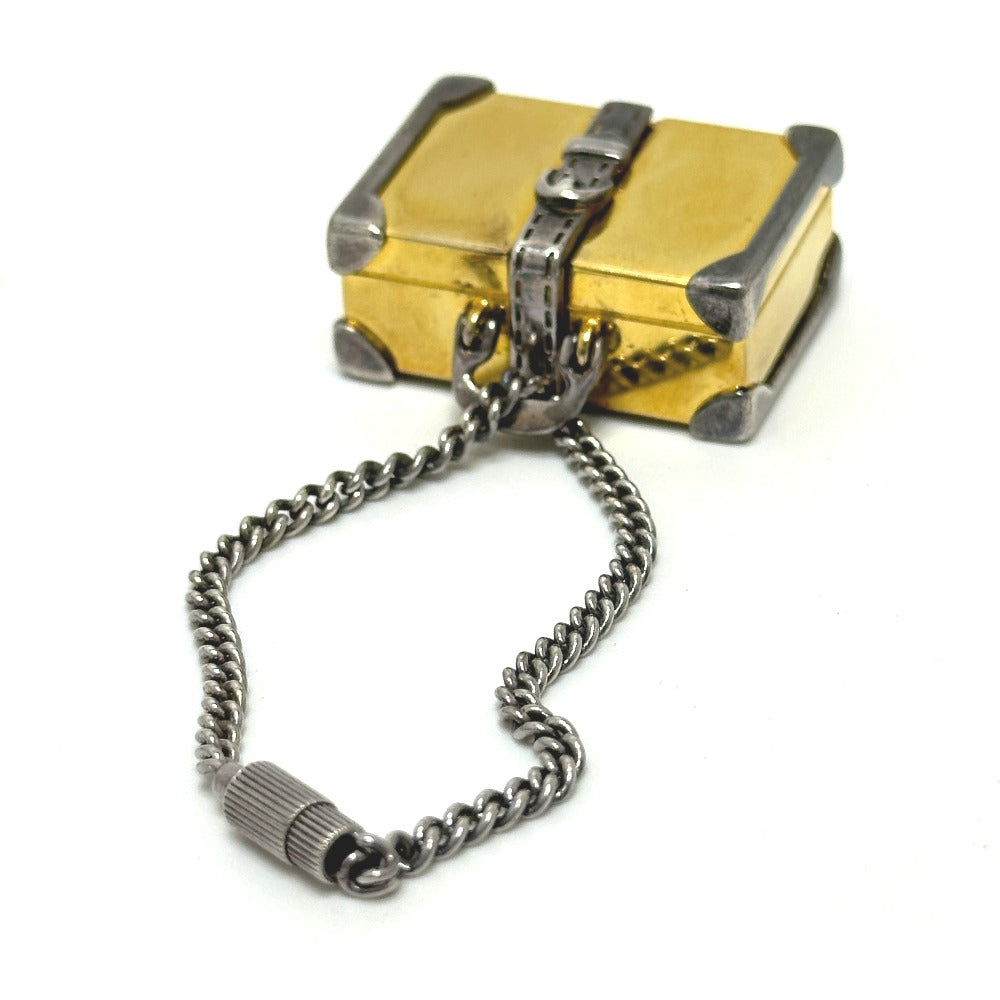 GUCCI Old Gucci Trunk Keychain Bag Charm Metal Women's Gold and Silver