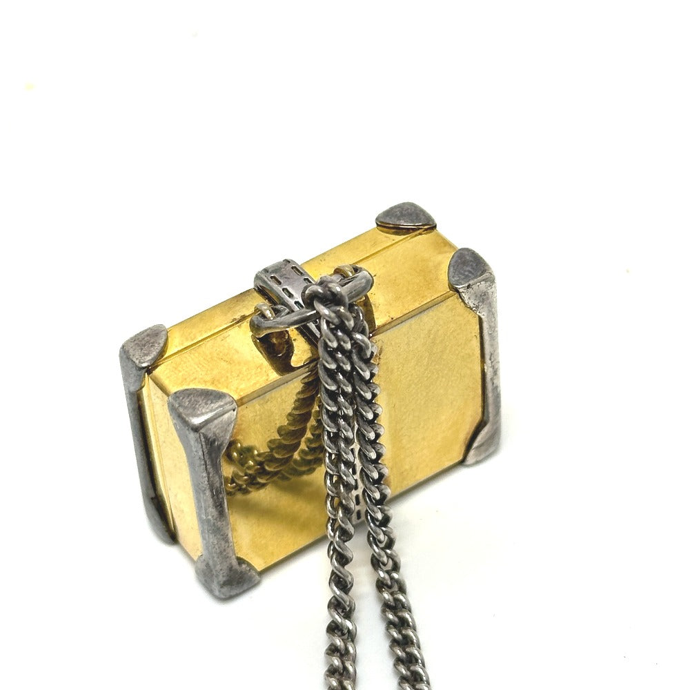 GUCCI Old Gucci Trunk Keychain Bag Charm Metal Women's Gold and Silver
