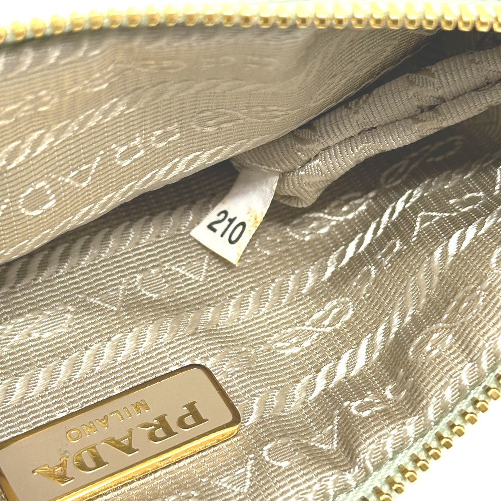 PRADA 1M1214 ロゴ リボン フラット クラッチバッグ メイクポーチ マルチポーチ 化粧ポーチ ポーチ サテン レディース ACQUA グリーン系