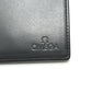 OMEGA ロゴ がま口 短財布 コンパクトウォレット ミニウォレット 2つ折り財布 レザー メンズ ブラック
