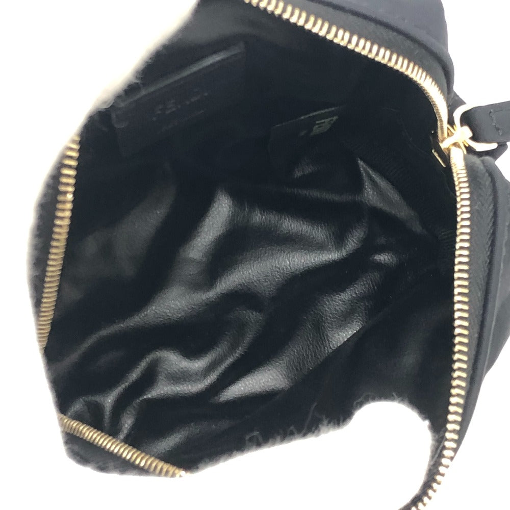 FENDI 8N0179 FF Logo Zucca Embossed Makeup Pouch, Cosmetic Pouch, Small Item Case, Canvas, Women's, Black