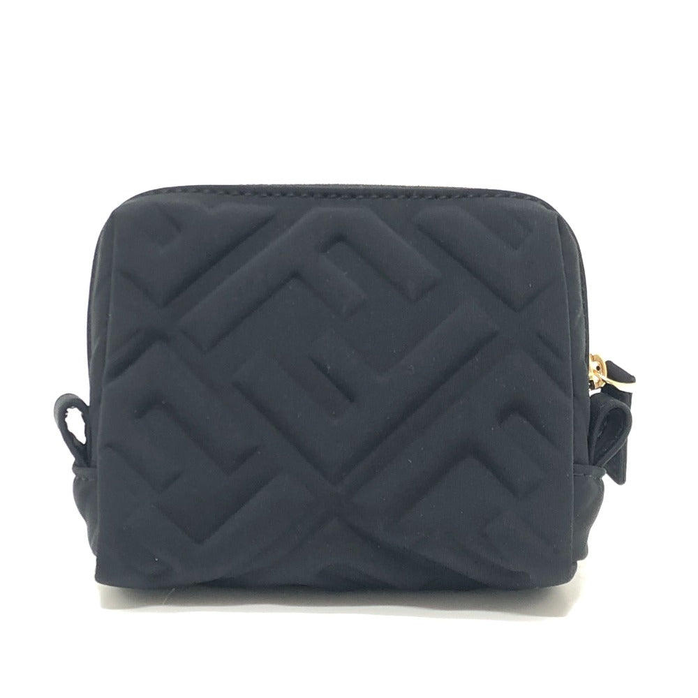 FENDI 8N0179 FF Logo Zucca Embossed Makeup Pouch, Cosmetic Pouch, Small Item Case, Canvas, Women's, Black