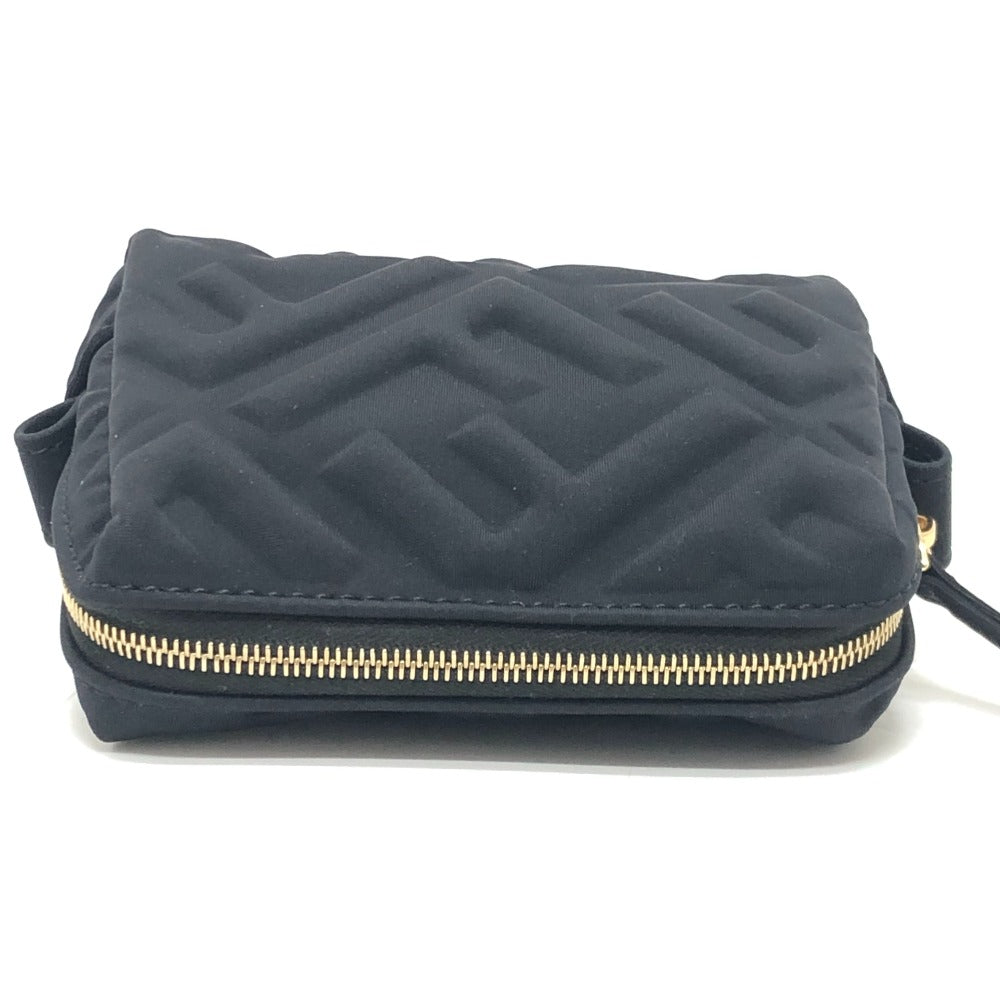 FENDI 8N0179 FF Logo Zucca Embossed Makeup Pouch, Cosmetic Pouch, Small Item Case, Canvas, Women's, Black