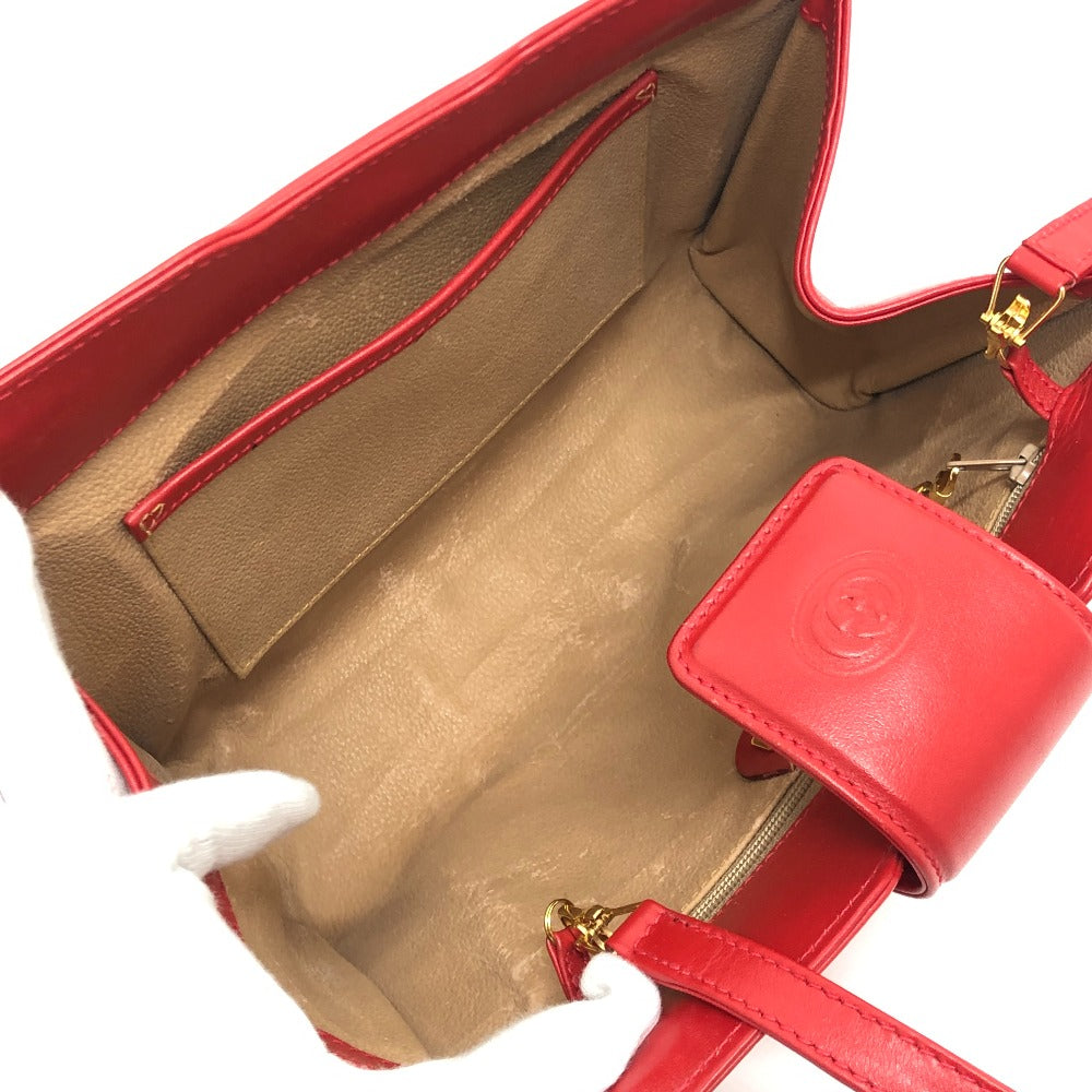 GUCCI 004-113-0364 Old Gucci GG Pattern Bag, 2-Way, Second Bag, Clutch, Shoulder Bag, PVC/Leather, Women's, Red