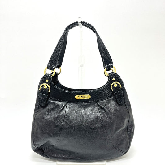 COACH F19453 ロゴプレート 肩掛け カバン バッグ ハンドバッグ レザー レディース ブラック