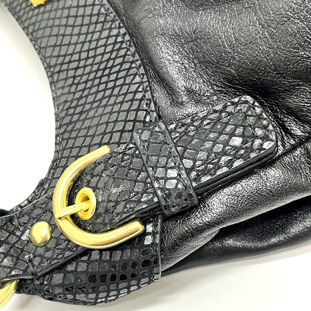 COACH F19453 Logo Plate Shoulder Bag Handbag Leather Women's Black