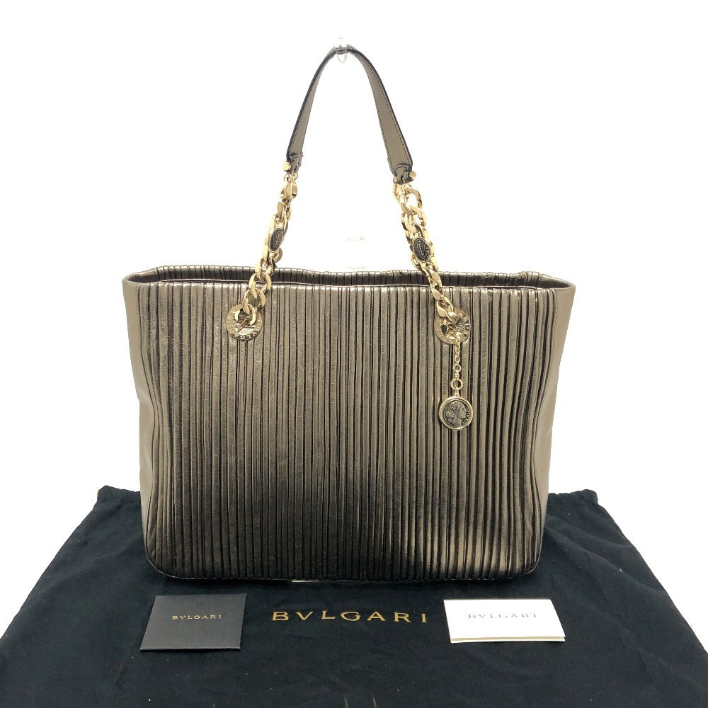 BVLGARI モネーテ ナッパプリセ カバン バッグ チェーン 肩掛け ショルダーバッグ トートバッグ レザー レディース ゴールド
