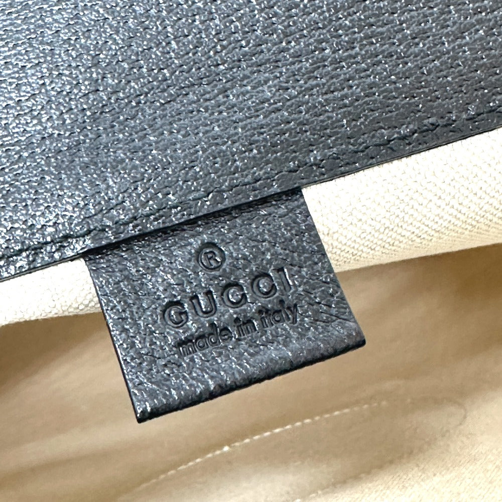 GUCCI 284156 Crest Logo Handbag Canvas/Leather Women's Beige/Black