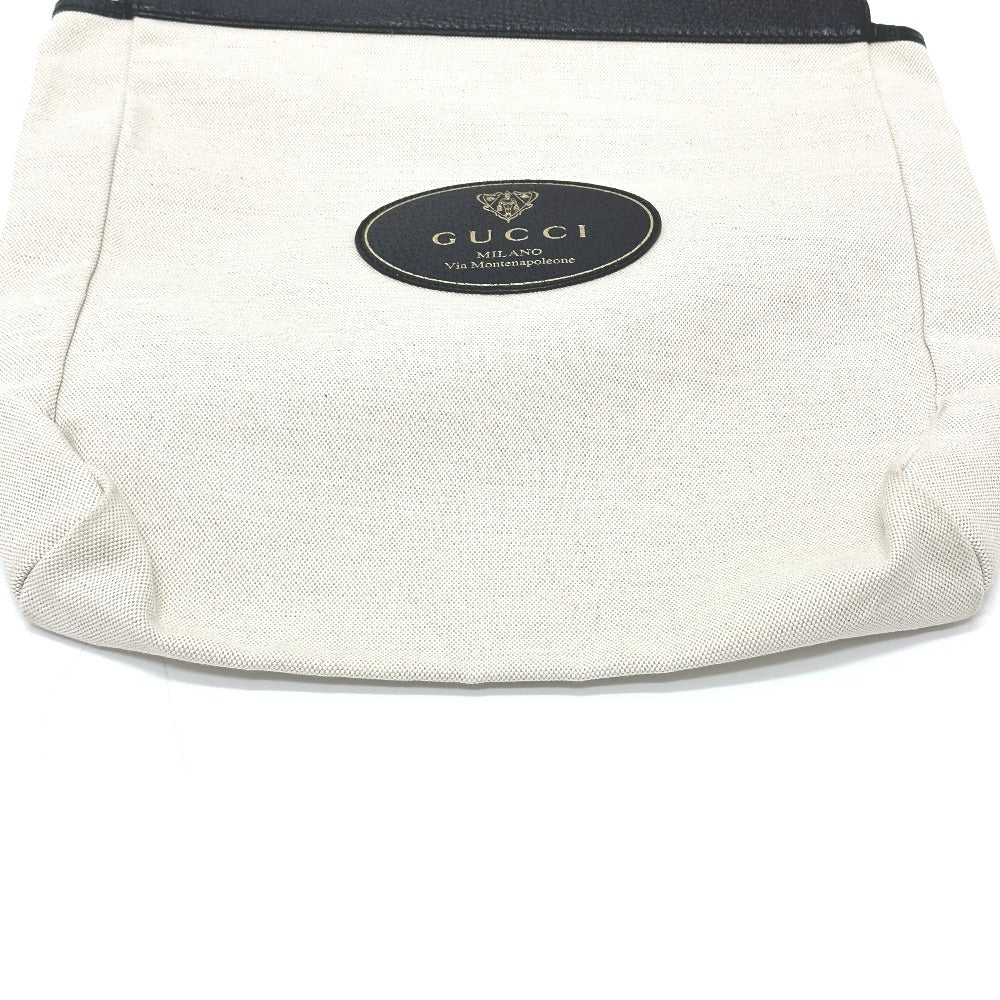 GUCCI 284156 Crest Logo Handbag Canvas/Leather Women's Beige/Black