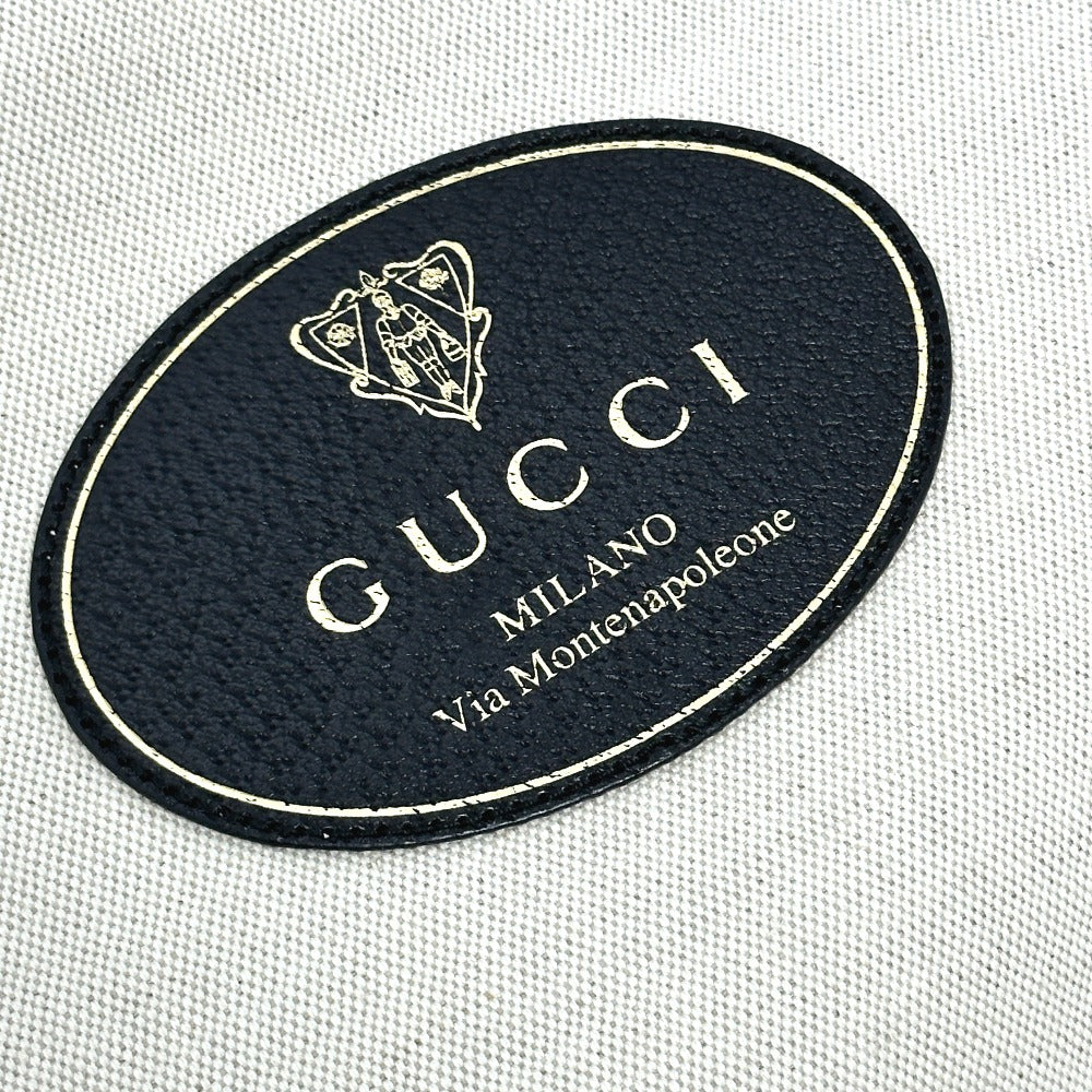 GUCCI 284156 Crest Logo Handbag Canvas/Leather Women's Beige/Black