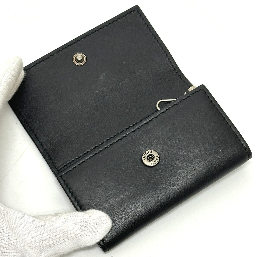GUCCI 428781 エンボスロゴ キーホルダー キーリング 6連 キーケース レザー レディース ブラック