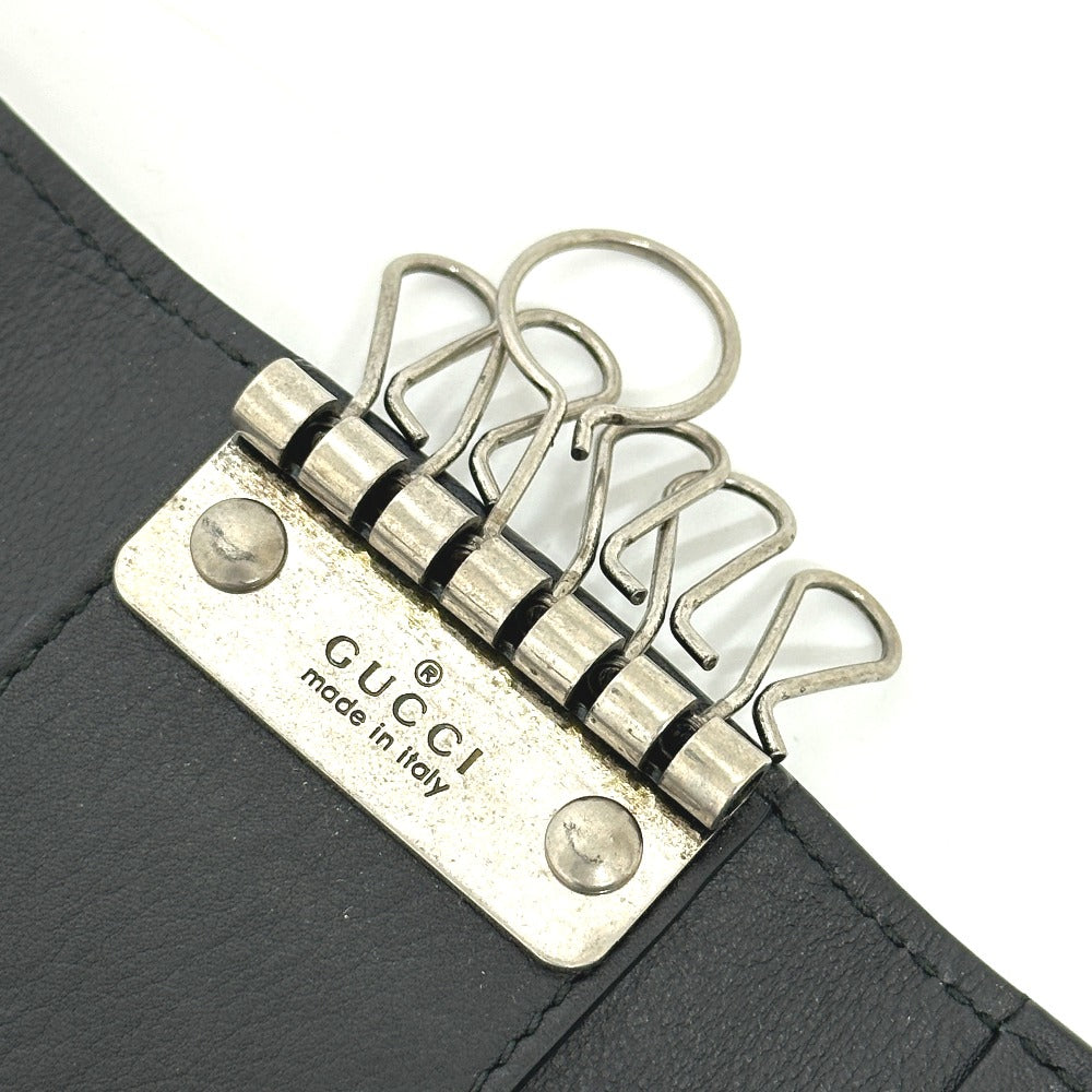 GUCCI 428781 エンボスロゴ キーホルダー キーリング 6連 キーケース レザー レディース ブラック