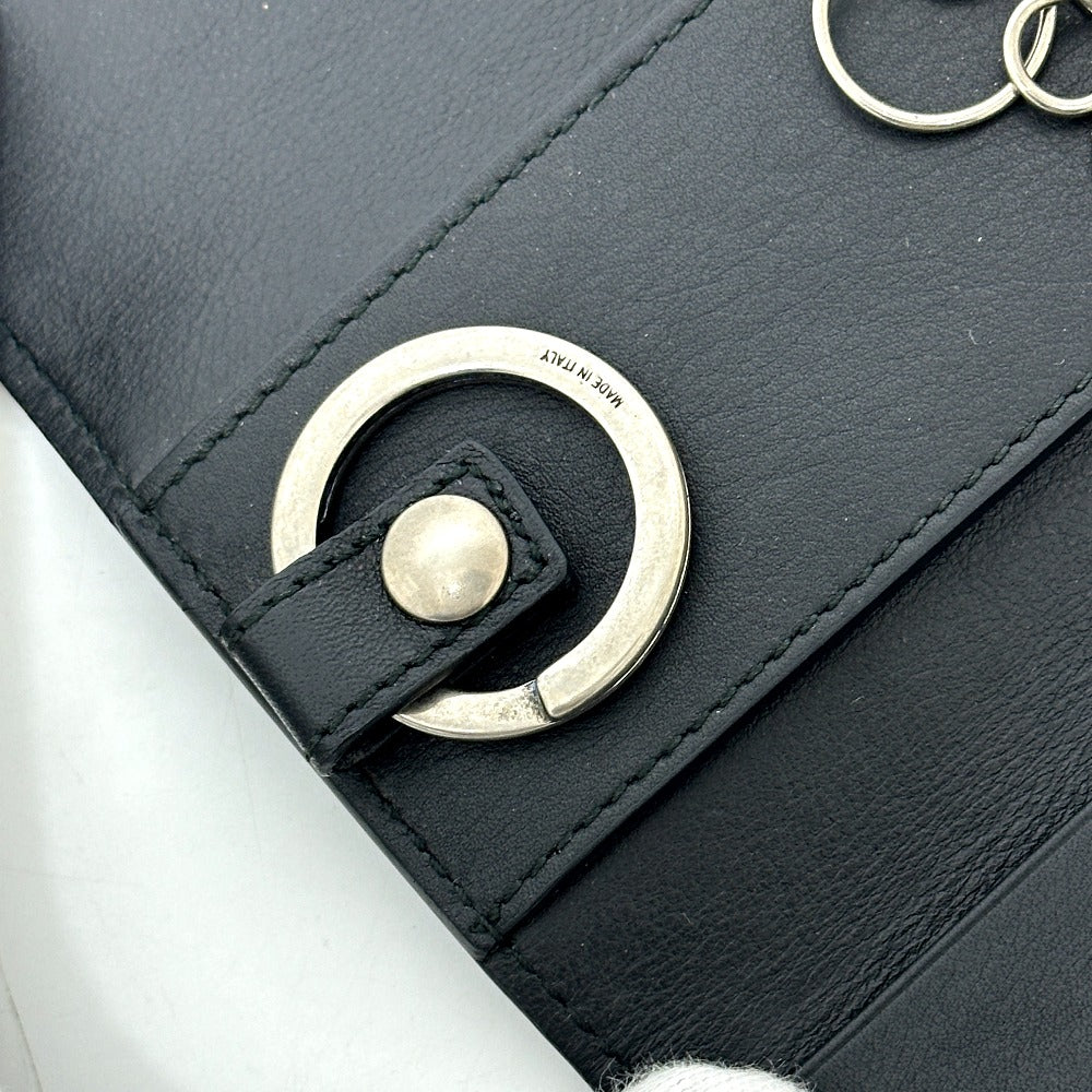 GUCCI 428781 エンボスロゴ キーホルダー キーリング 6連 キーケース レザー レディース ブラック