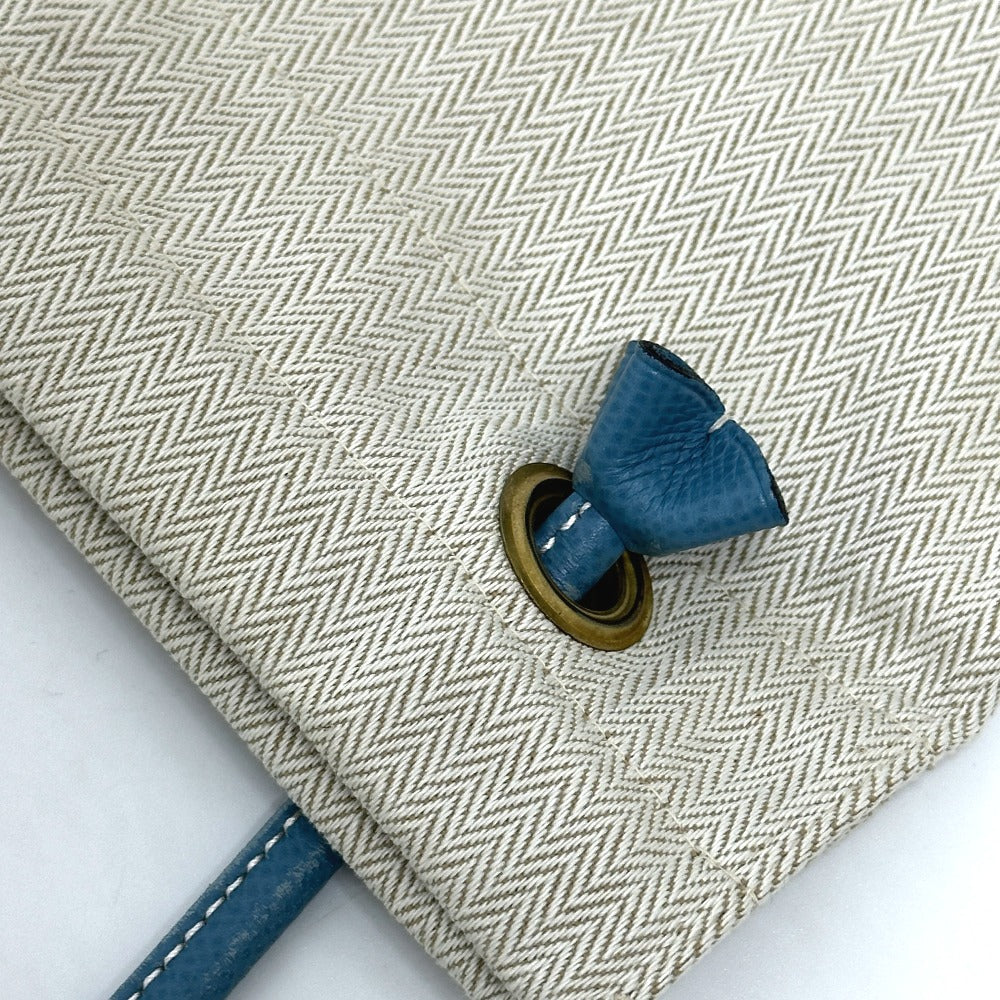 HERMES ロゴ アリーヌPM 肩掛け カバン ショルダーバッグ キャンバス レディース ベージュ×ブルー