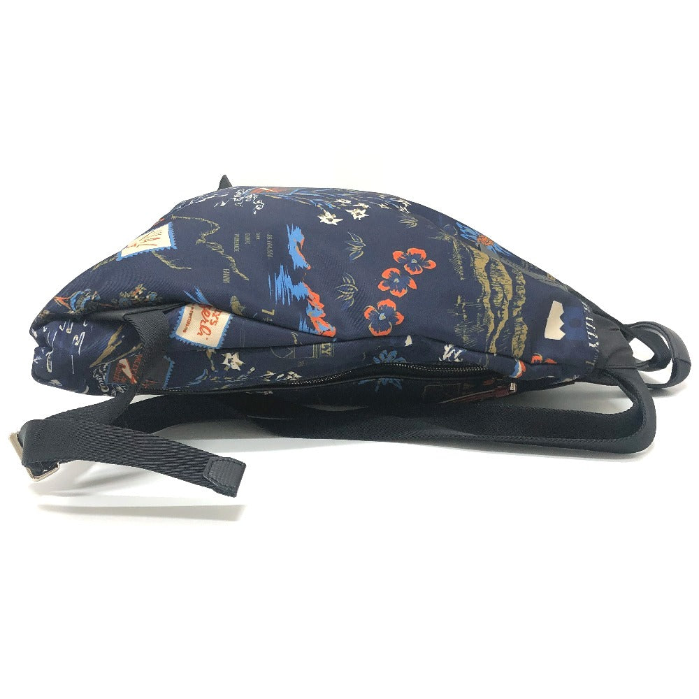 BALLY 6231718 Nature All-Over Print 2-Way Backpack Bag Rucksack Nylon/Leather Men's Blue