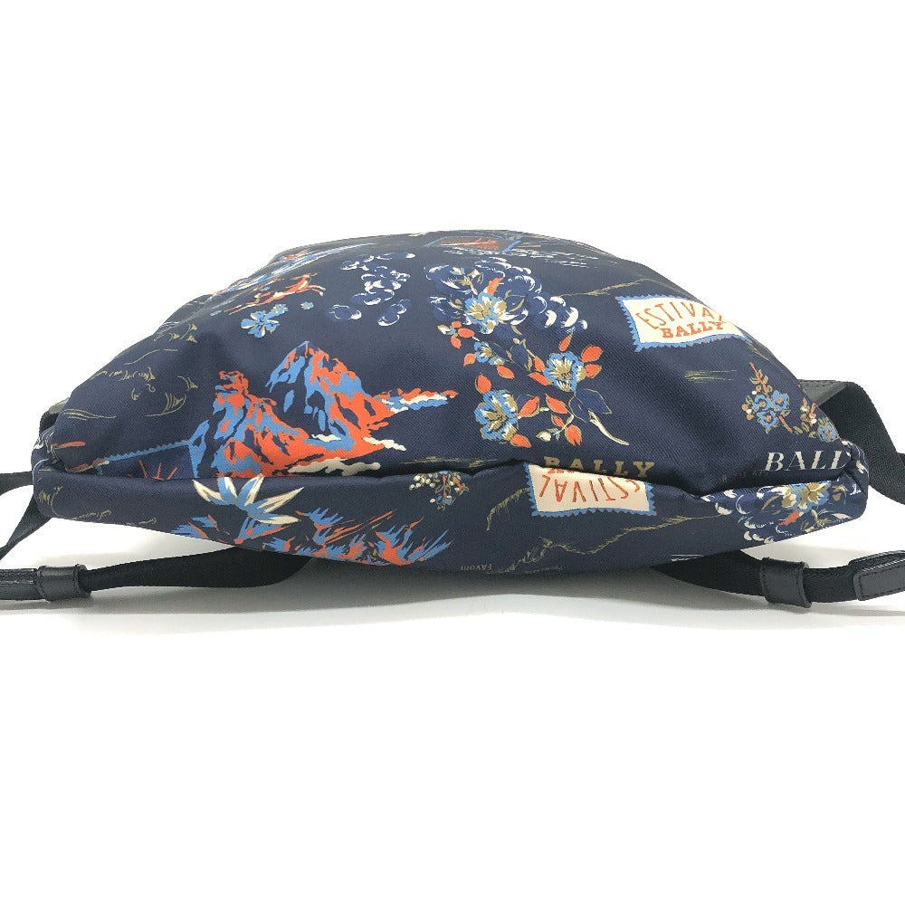BALLY 6231718 Nature All-Over Print 2-Way Backpack Bag Rucksack Nylon/Leather Men's Blue