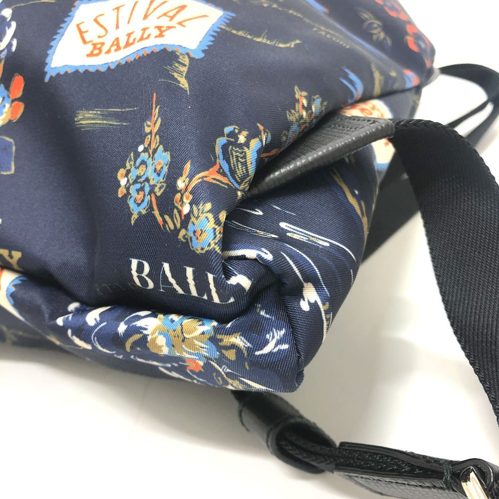 BALLY 6231718 Nature All-Over Print 2-Way Backpack Bag Rucksack Nylon/Leather Men's Blue