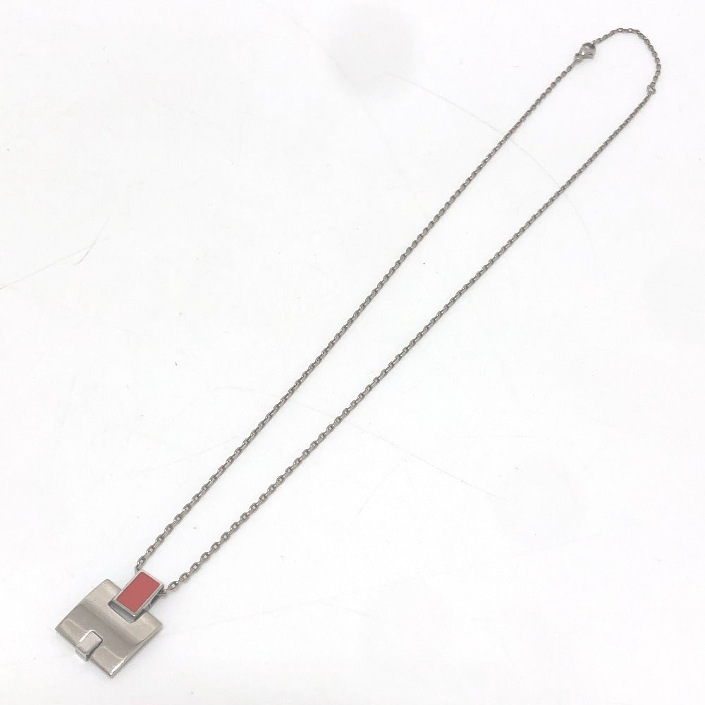 HERMES H motif Eileen Pendant Chain Accessory Necklace Metal Ladies Silver