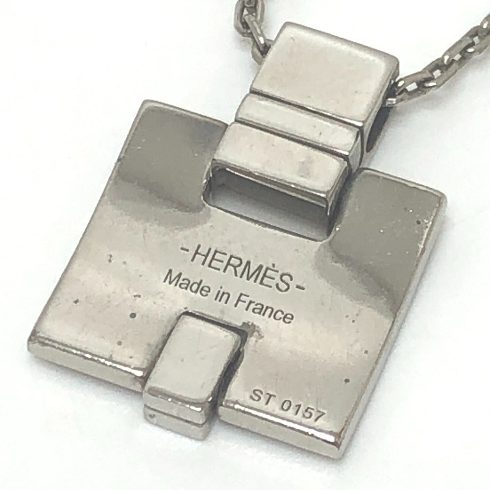 HERMES H motif Eileen Pendant Chain Accessory Necklace Metal Ladies Silver