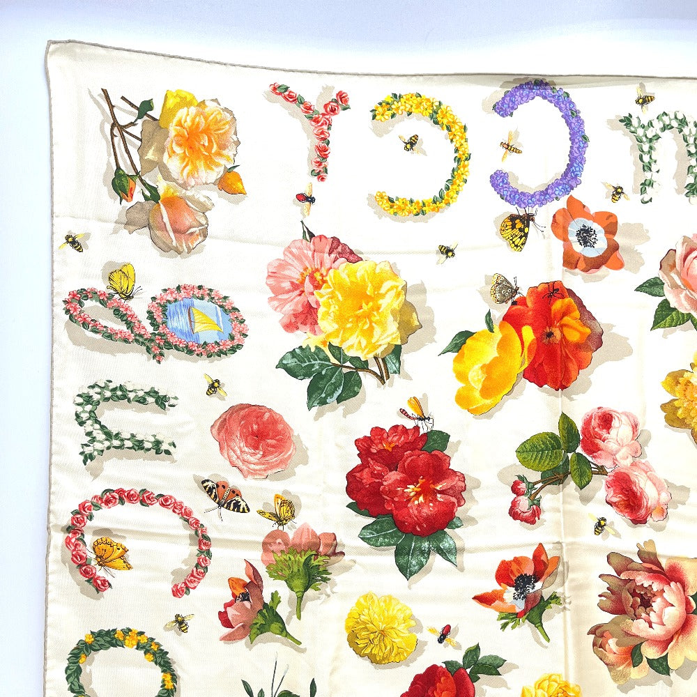 GUCCI Flora line Flowers Insects Fashion Accessories Apparel Floral Large Scarf Silk Women's Beige