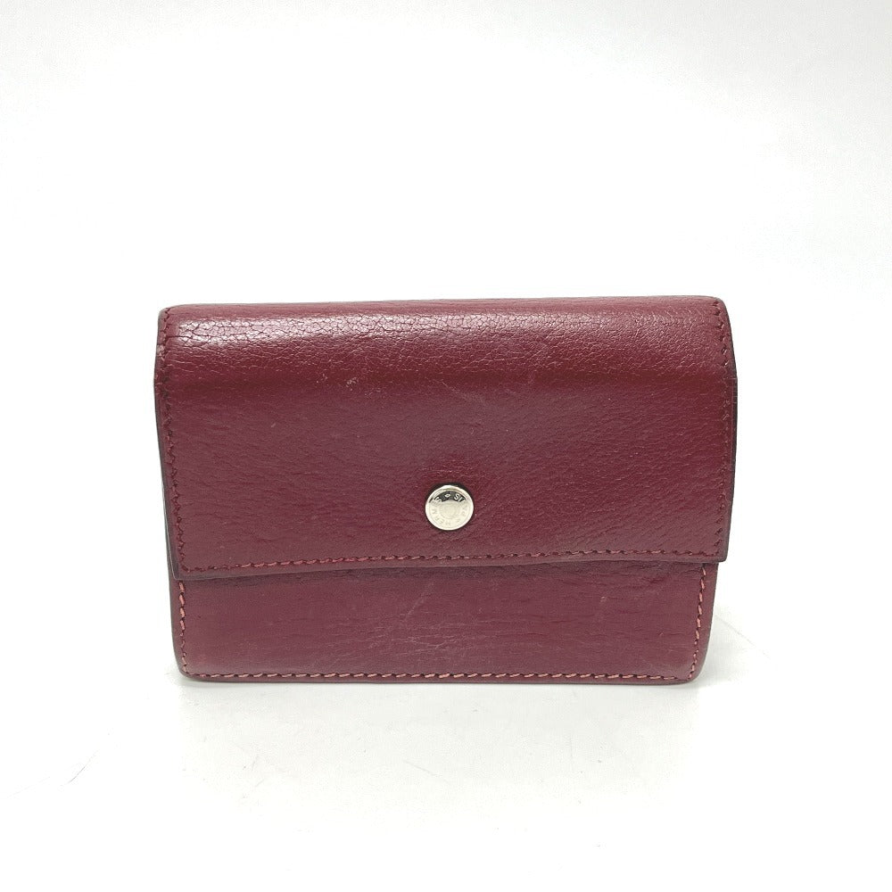 HERMES Sellier Business Card Holder Card Case Leather Women's Rouge H Silver Hardware