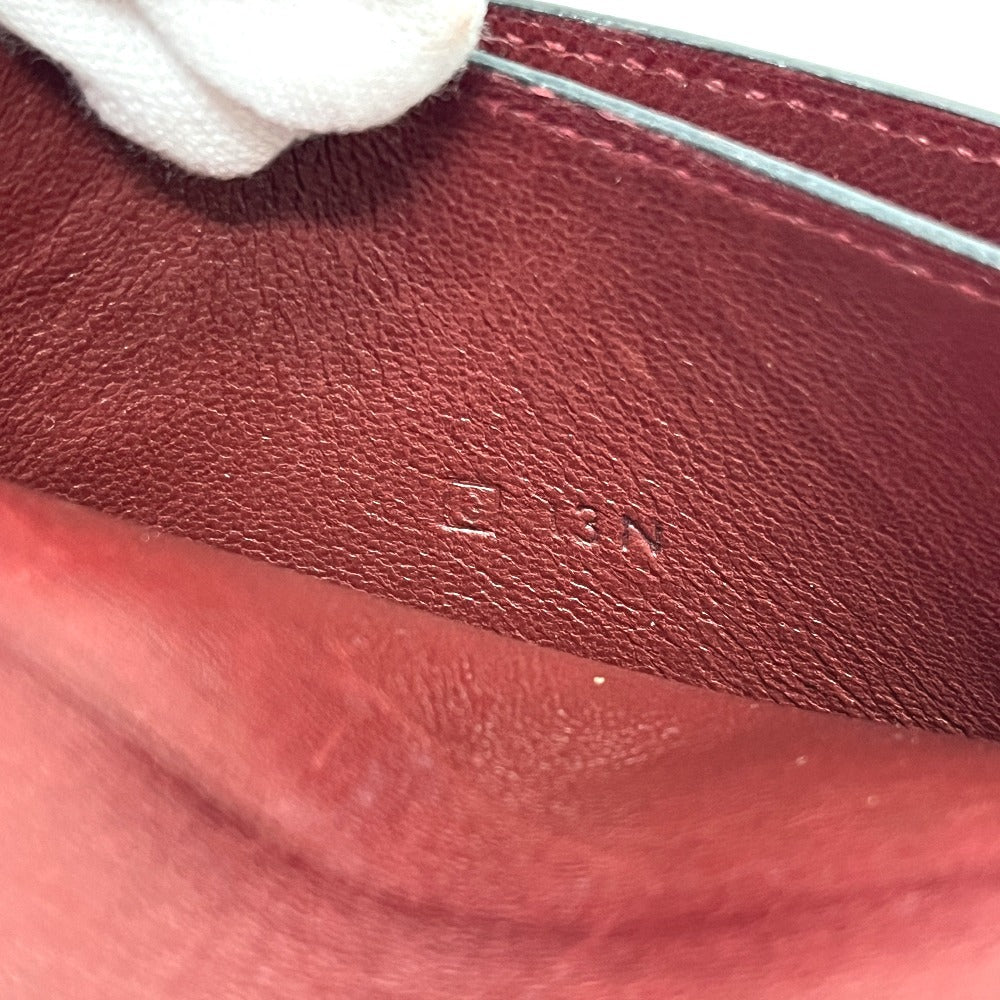 HERMES Sellier Business Card Holder Card Case Leather Women's Rouge H Silver Hardware