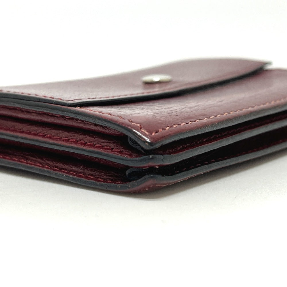 HERMES Sellier Business Card Holder Card Case Leather Women's Rouge H Silver Hardware