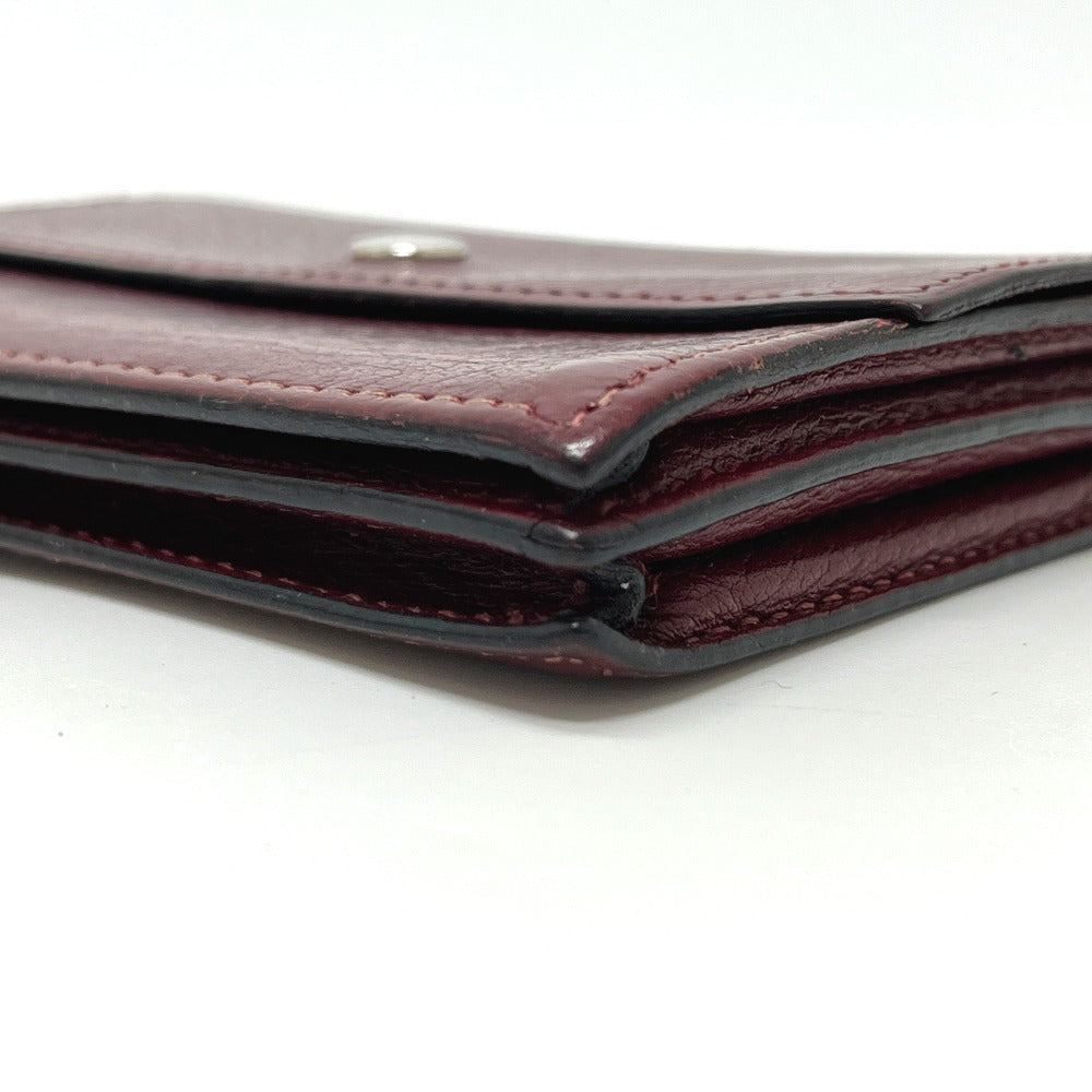HERMES Sellier Business Card Holder Card Case Leather Women's Rouge H Silver Hardware