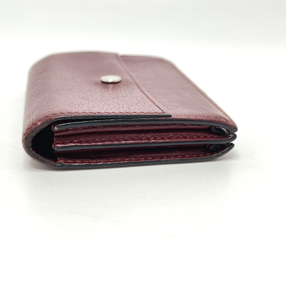 HERMES Sellier Business Card Holder Card Case Leather Women's Rouge H Silver Hardware