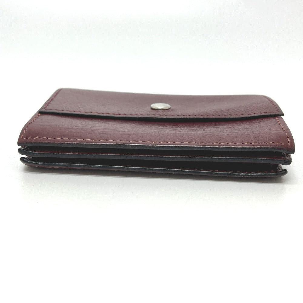 HERMES Sellier Business Card Holder Card Case Leather Women's Rouge H Silver Hardware
