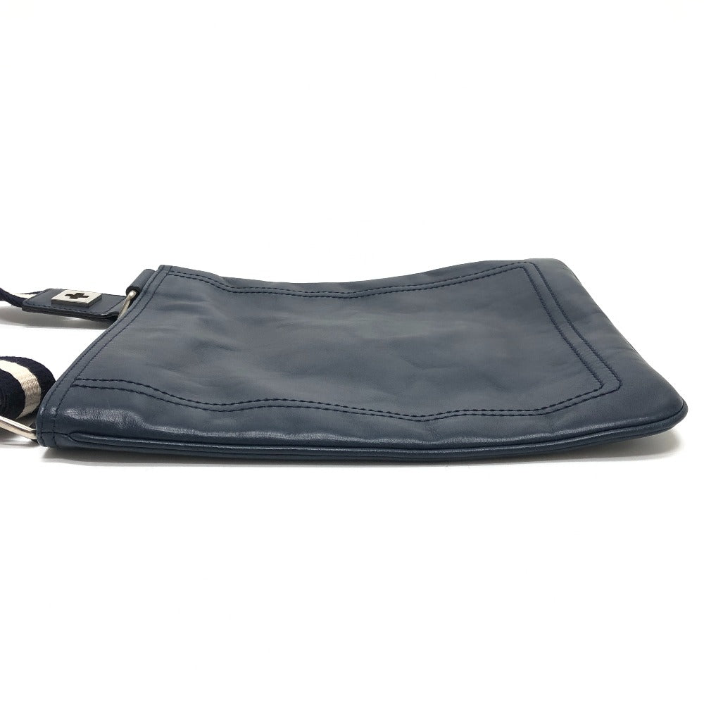 BALLY Flat Bag, Adjustable Crossbody Shoulder Bag, Leather, Unisex, Navy