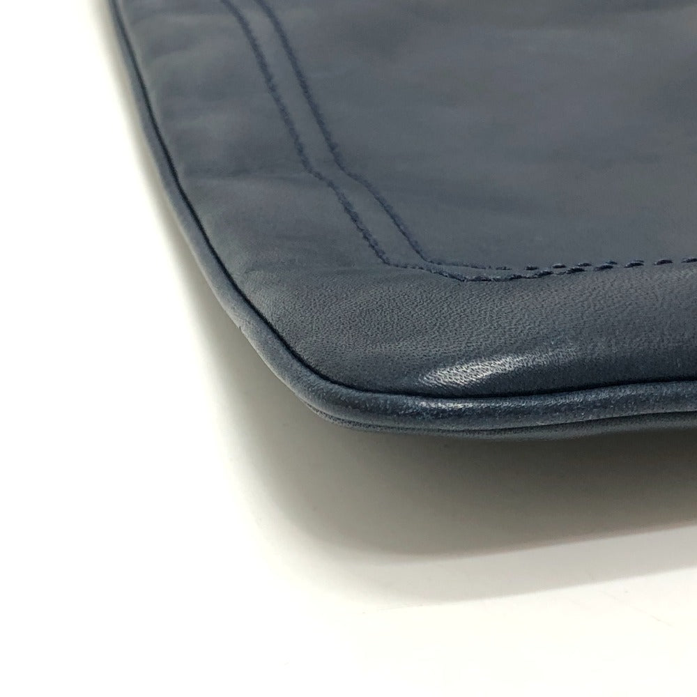 BALLY Flat Bag, Adjustable Crossbody Shoulder Bag, Leather, Unisex, Navy