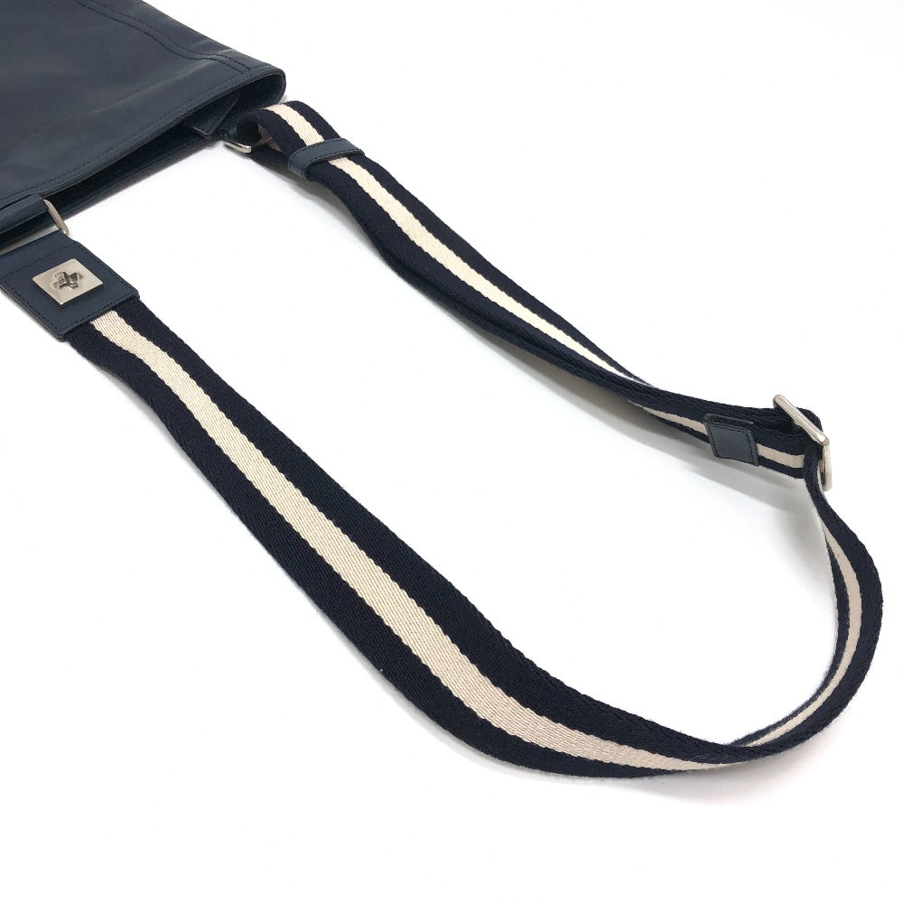 BALLY Flat Bag, Adjustable Crossbody Shoulder Bag, Leather, Unisex, Navy
