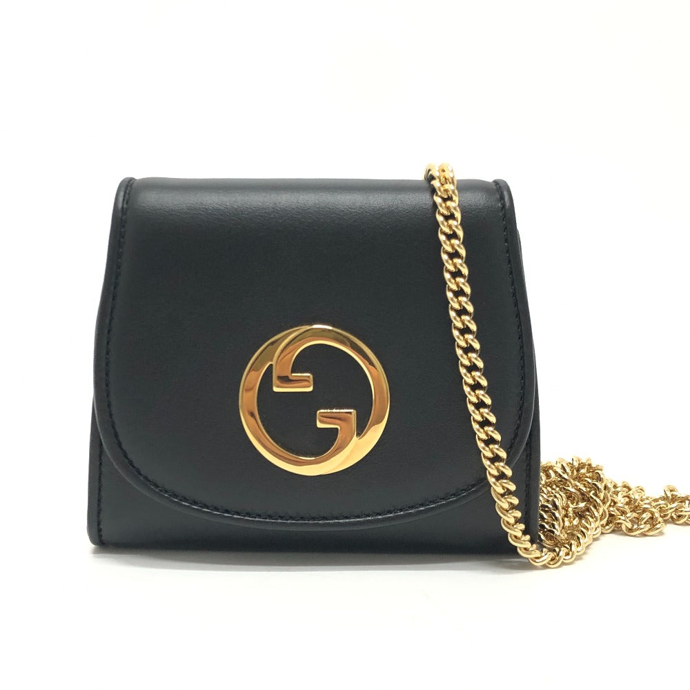 GUCCI 725219 Blondie Medium Chain Wallet Purse Bag Logo Shoulder Bag Leather Women's Black