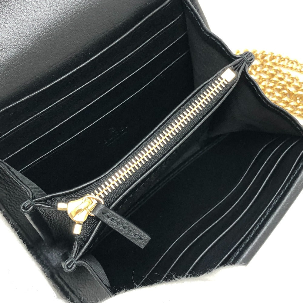 GUCCI 725219 Blondie Medium Chain Wallet Purse Bag Logo Shoulder Bag Leather Women's Black
