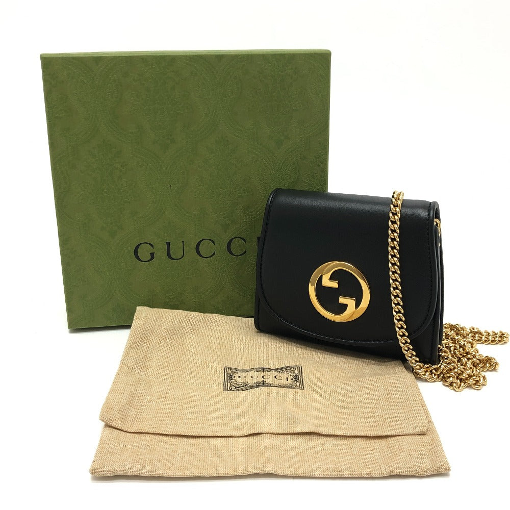 GUCCI 725219 Blondie Medium Chain Wallet Purse Bag Logo Shoulder Bag Leather Women's Black