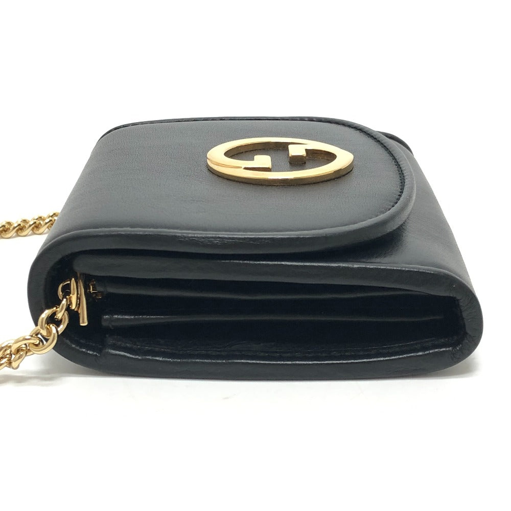 GUCCI 725219 Blondie Medium Chain Wallet Purse Bag Logo Shoulder Bag Leather Women's Black