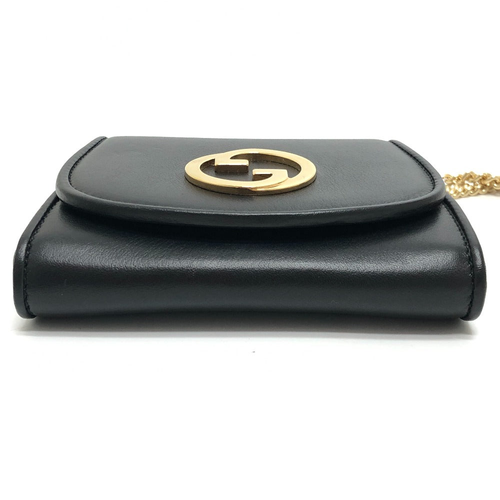 GUCCI 725219 Blondie Medium Chain Wallet Purse Bag Logo Shoulder Bag Leather Women's Black