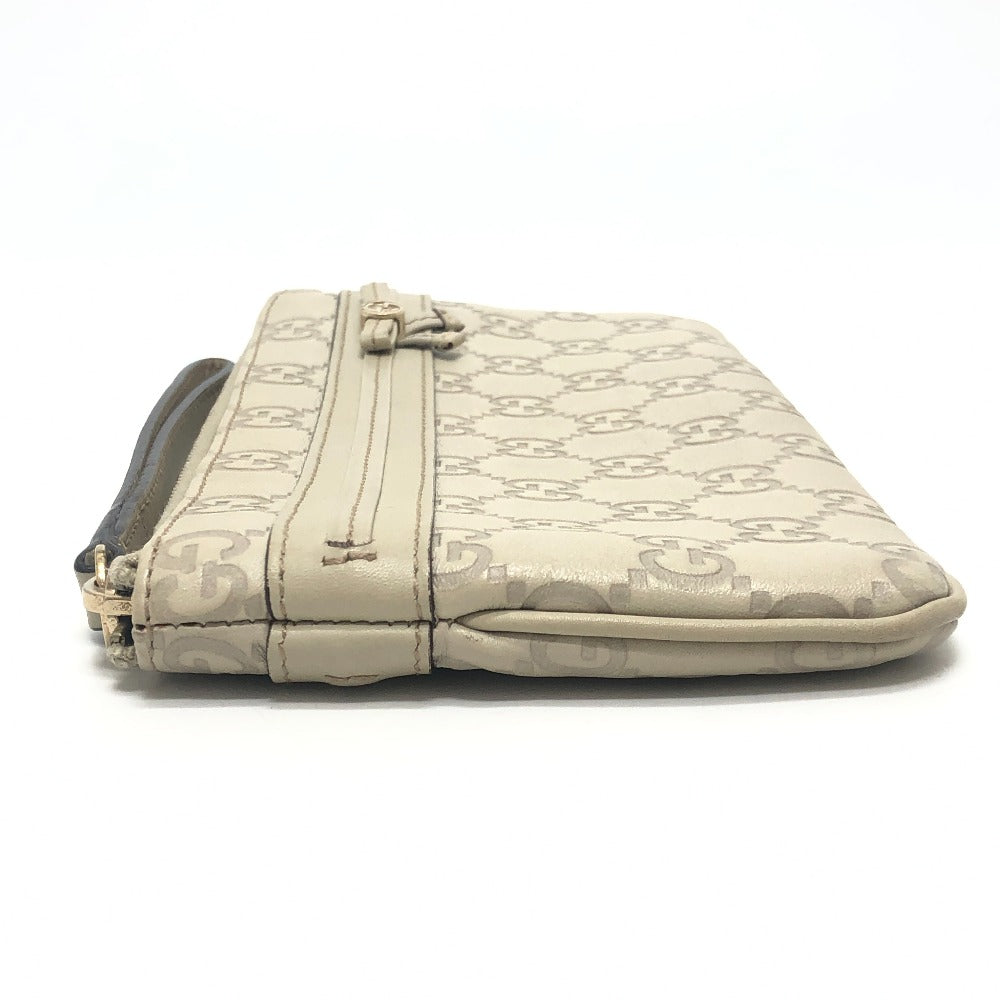GUCCI 256867 Mayfair Clutch bag with strap, flat bag Pouch Sima leather White Used
