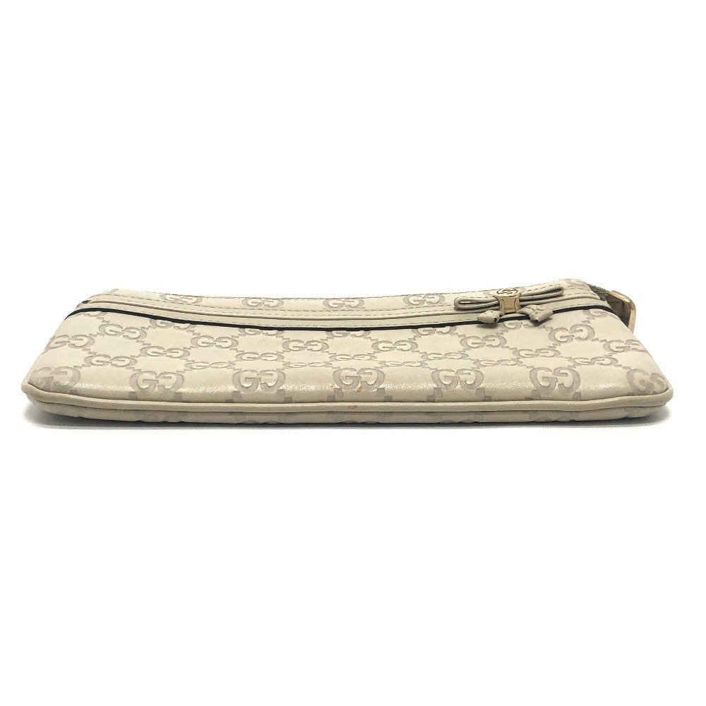 GUCCI 256867 Mayfair Clutch bag with strap, flat bag Pouch Sima leather White Used