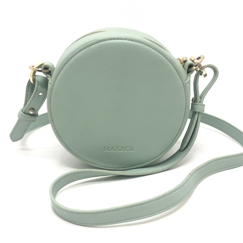MAX&CO logo Round Crossbody Bag Shoulder Bag Leather Light blue Used